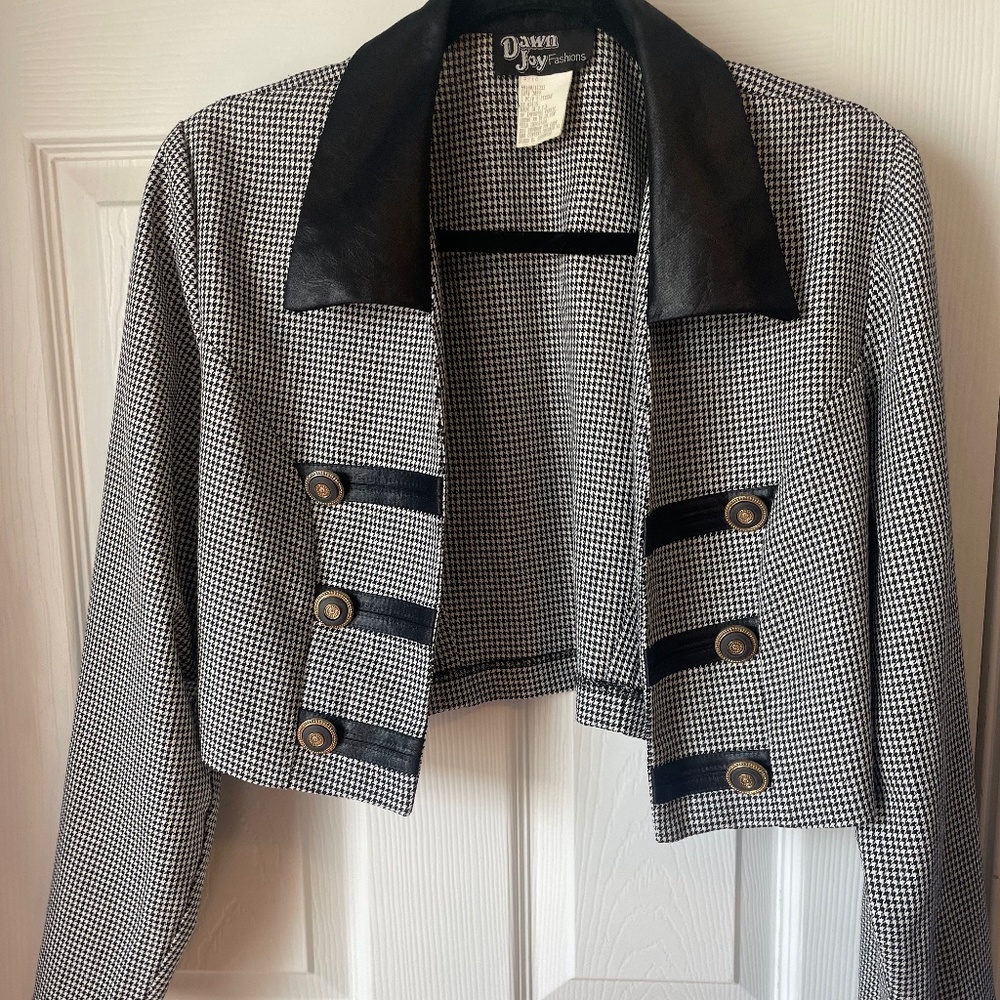 Vintage Crop Houndstooth Jacket